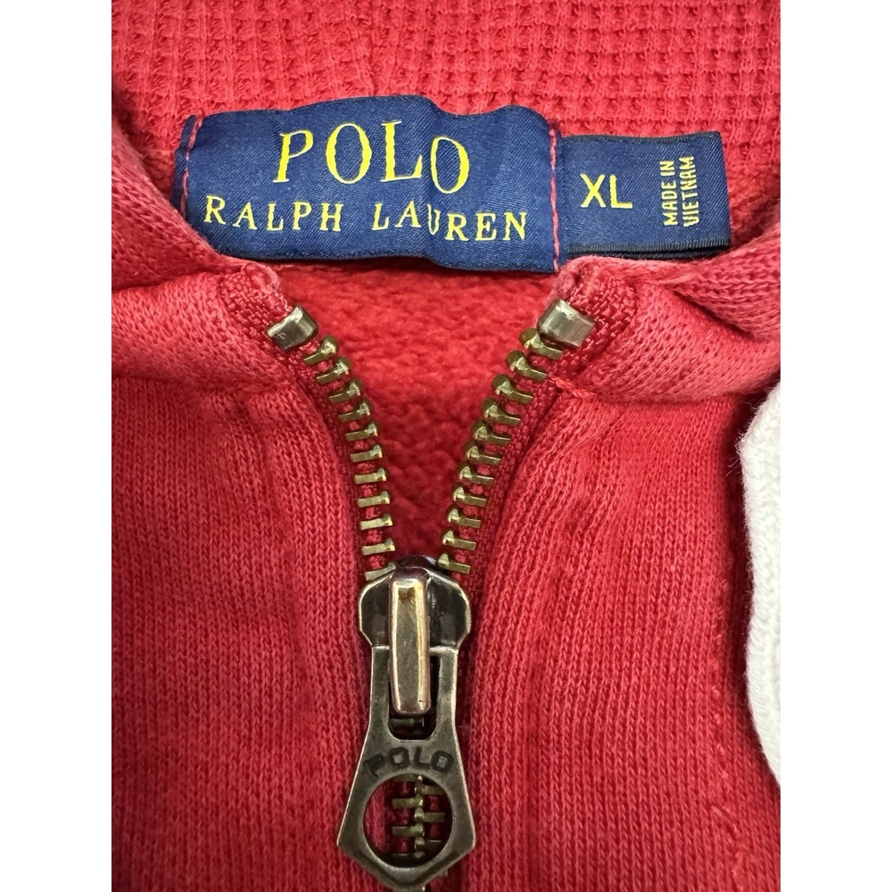 Polo Ralph Lauren Red Full Zip Hoodie XL Men's Vintage Wash Pony Logo - Picture 2 of 4